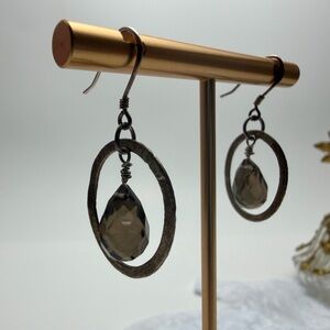 Elegant Silver and Smoky Quartz Drop Earrings